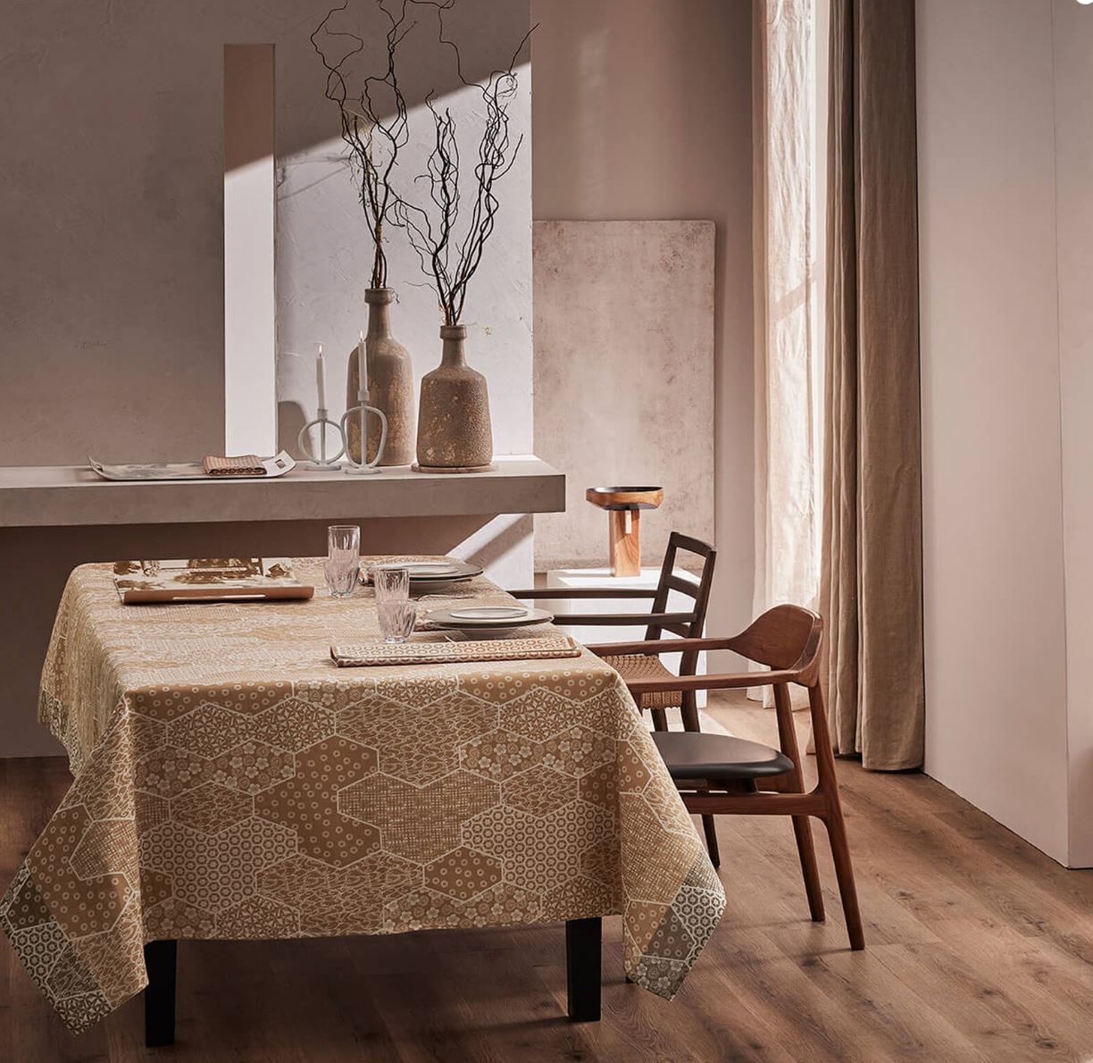 Wagara Beige Table Linens - Japanese Elegance in Cotton