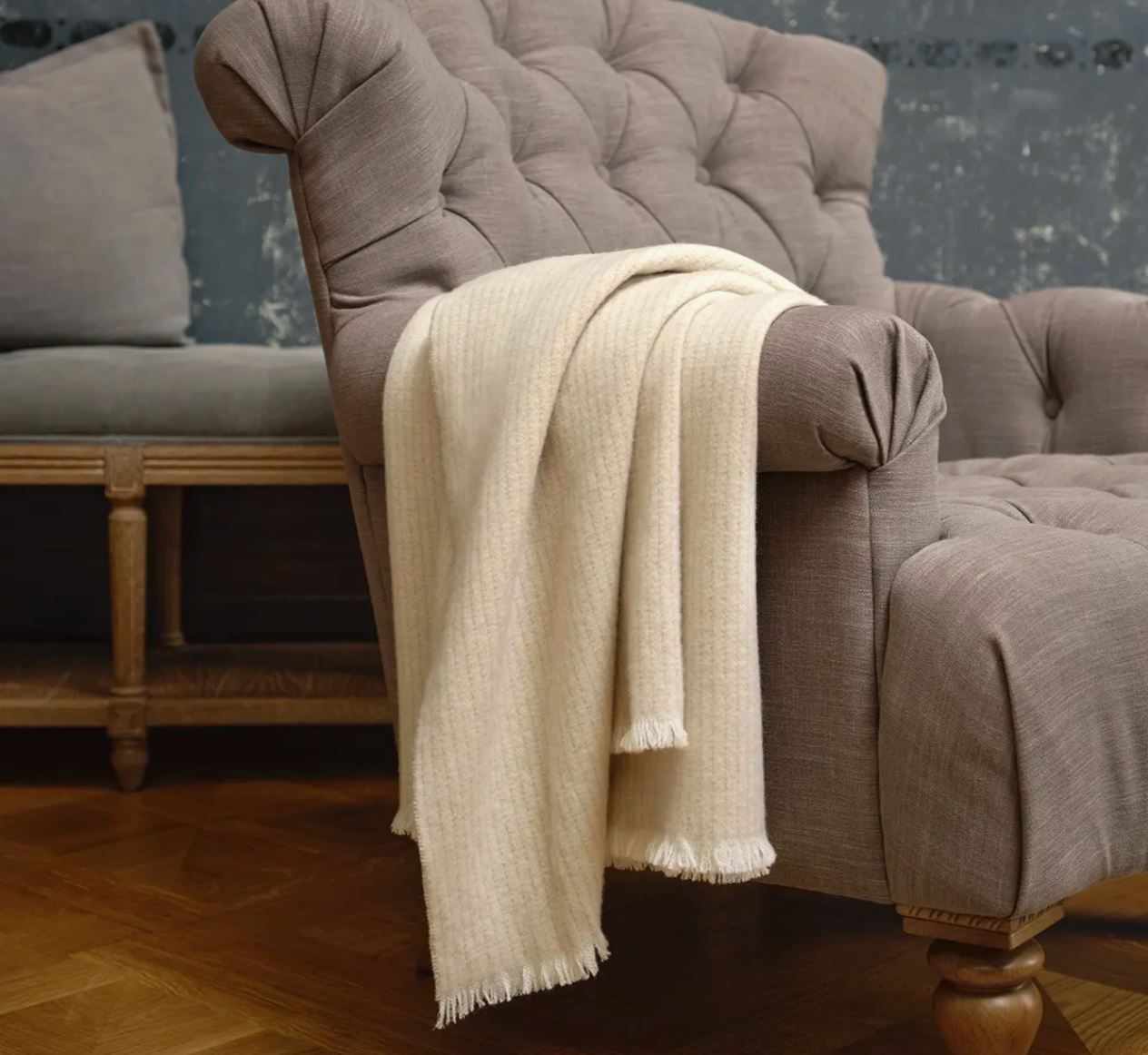 Schlossberg Elias Beige Throw | Wool & Cashmere Luxury