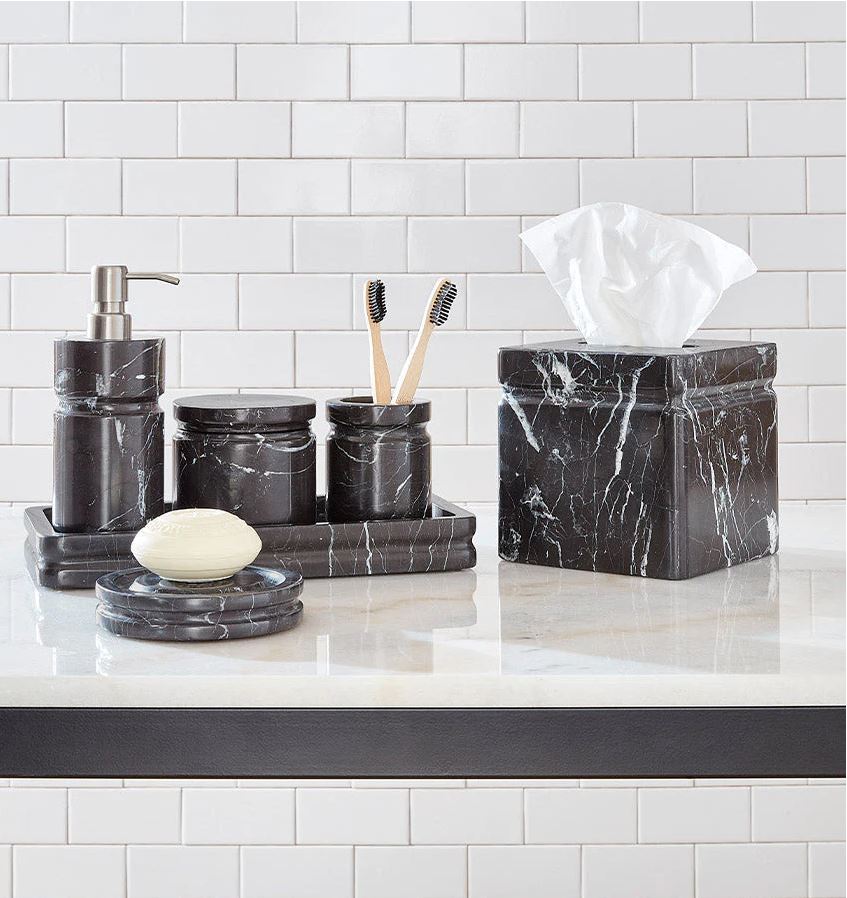 Sferra Marquina Marble Bath Accessories | J Brulee Home