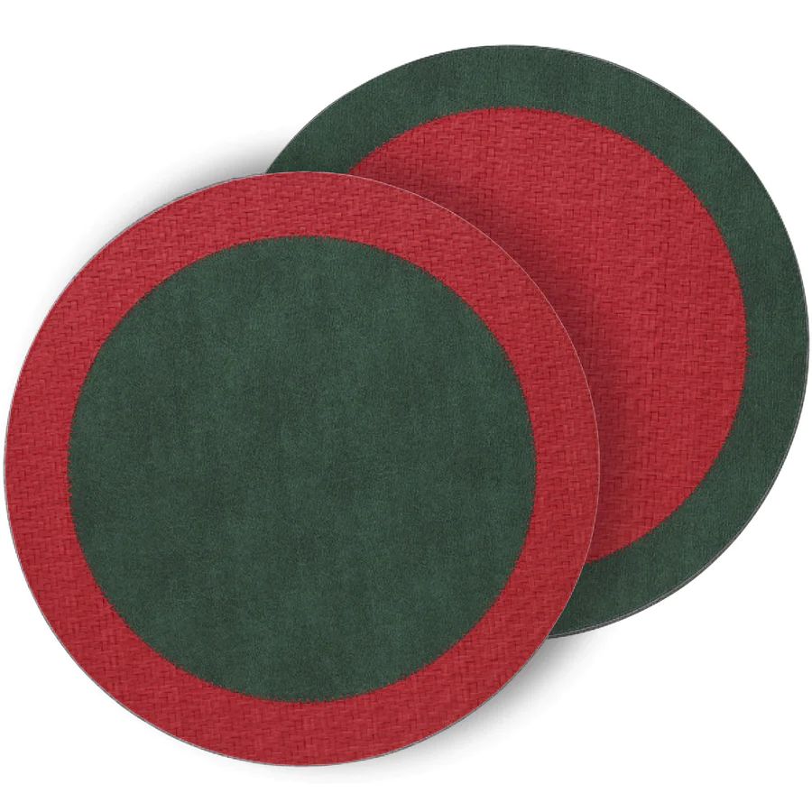 Bodrum Red Green Round Easy Care Placemats Set of 4