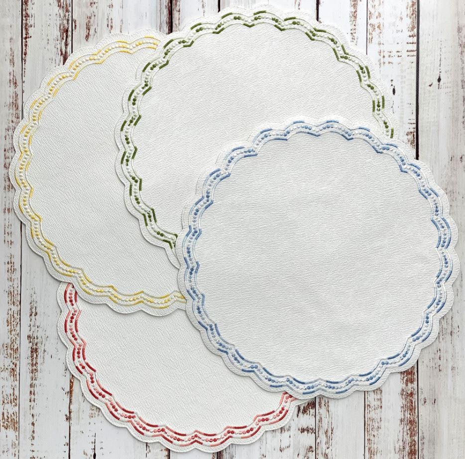 Bodrum Belgravia Blue Scalloped Easy Care Placemats Set of 4