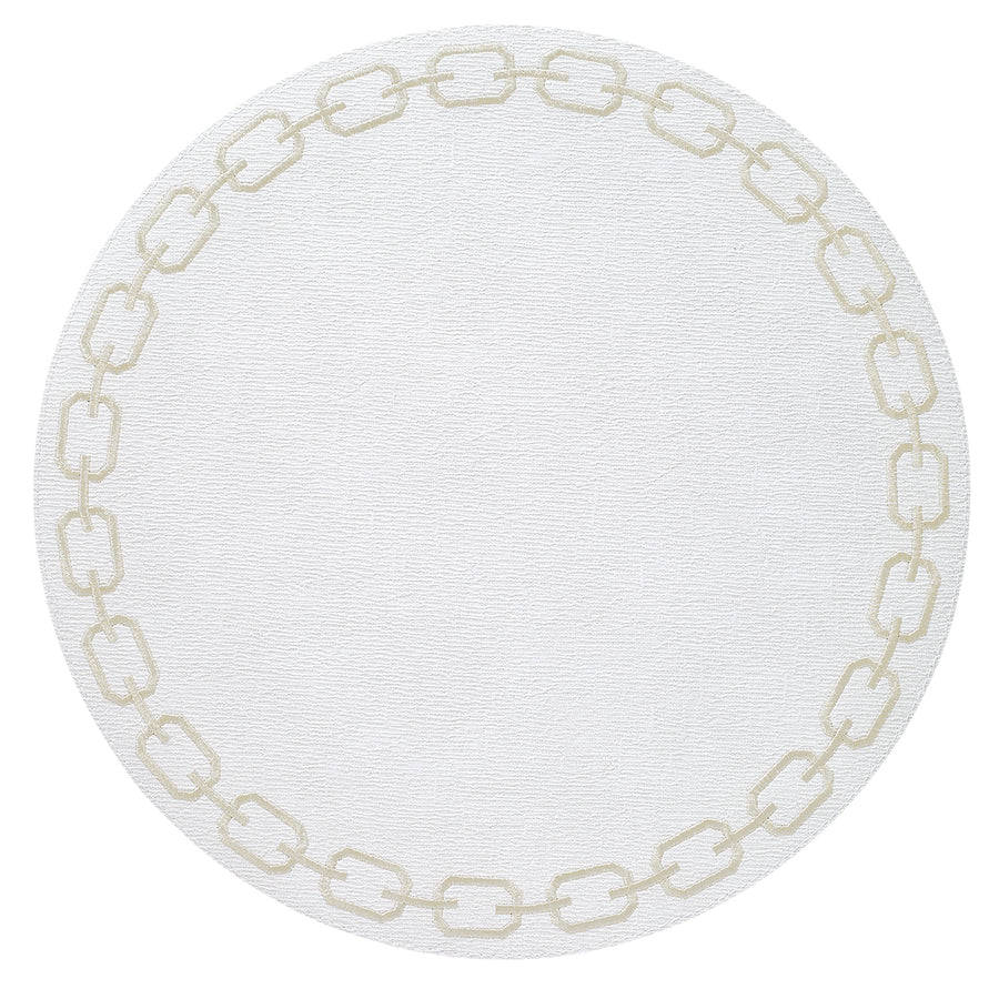 Bodrum Chains White and Gold Round Easy Care Placemats Set of 4