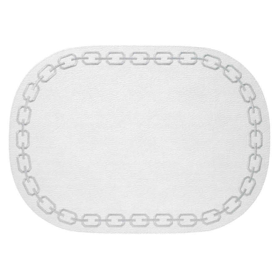 Bodrum Chains White and Silver Oval Easy Care Placemats Set of 4