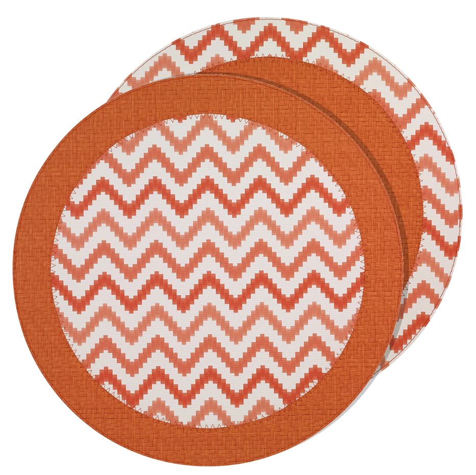 Bodrum Pumpkin Orange Round Easy Care Placemats Set of 4