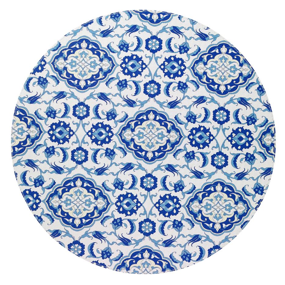 Bodrum Istanbul Blue and White Round Easy Care Placemats Set of 4