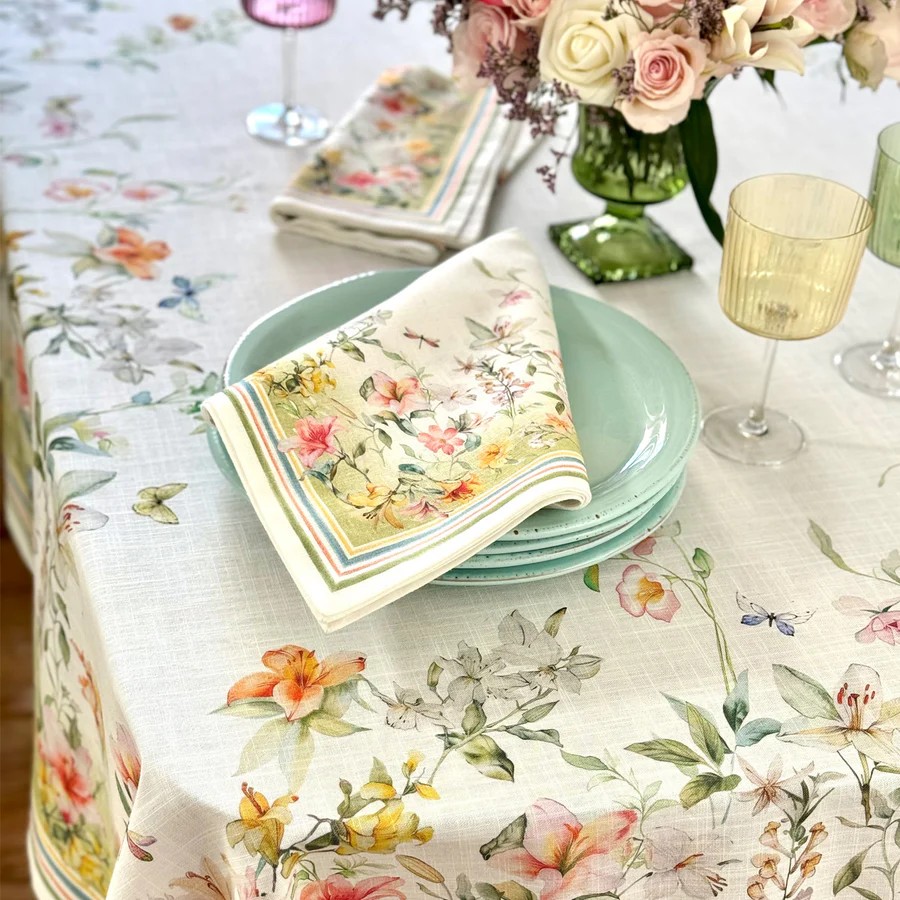 Bodrum Lily Garden Floral Table Linens Cotton Print — free download