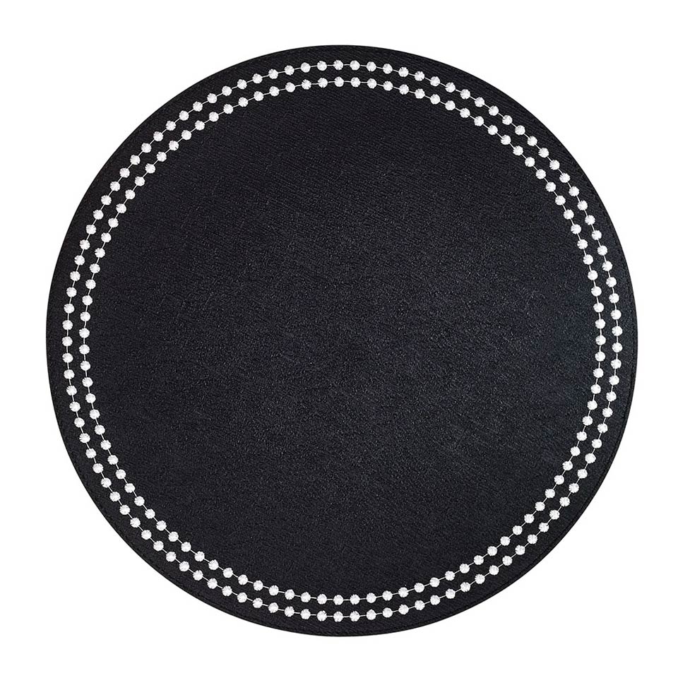 Bodrum Pearls Black and White Round Easy Care Placemats Set of 4
