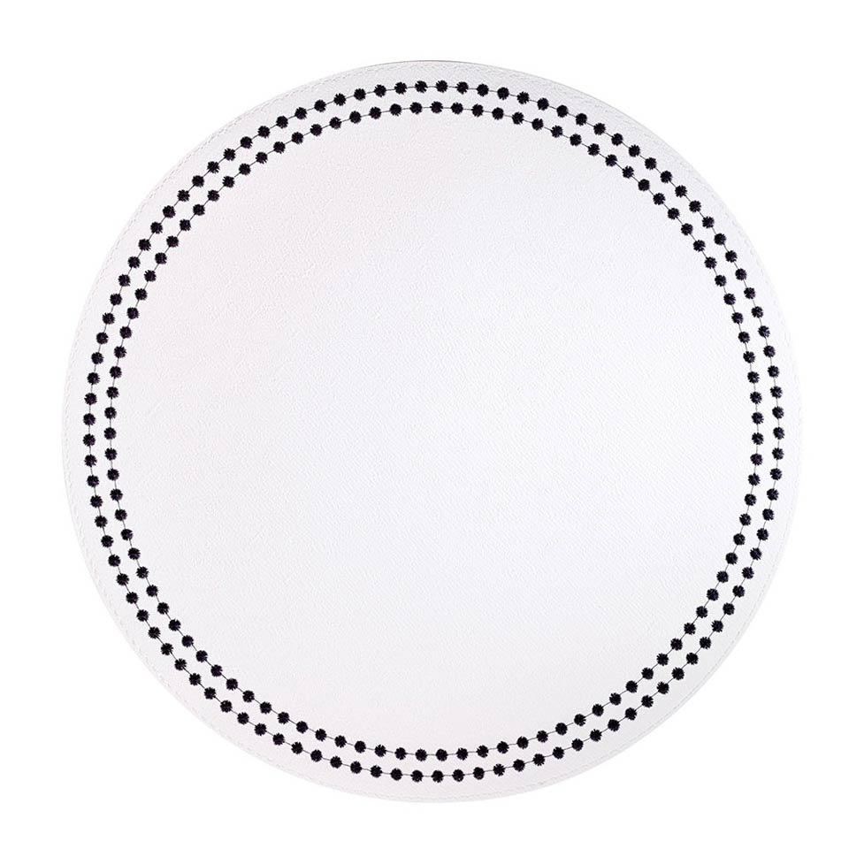 Bodrum Pearls Pure White and Black Round Easy Care Placemats Set of 4