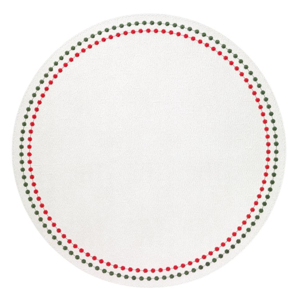 Bodrum Pearls Antique White, Red and Green Round Easy Care Placemats