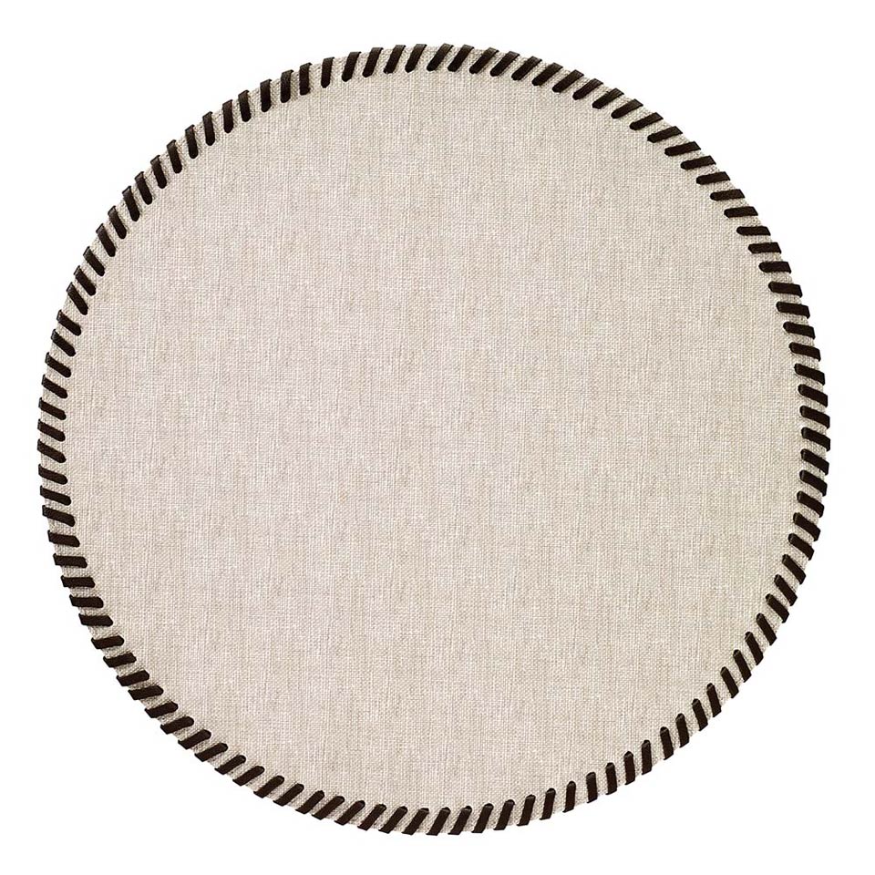 Bodrum Whipstitch Beige Round Easy Care Placemats Set of 4