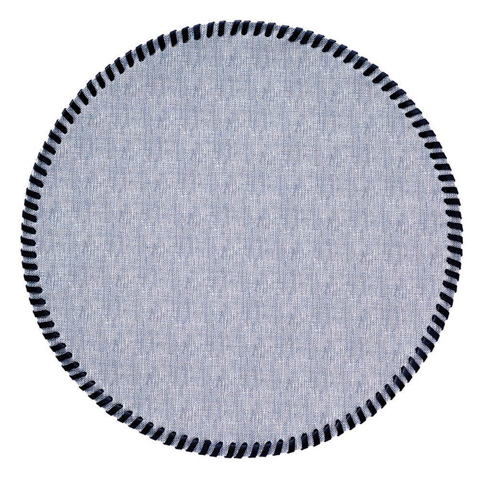 Bodrum Whipstitch Bluebell Round Easy Care Placemats Set of 4