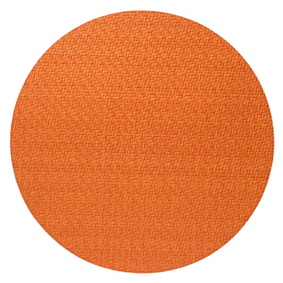 Bodrum Wicker Pumpkin Orange Round Easy Care Placemats Set of 4