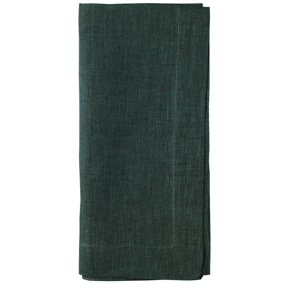 Bodrum Chambray Emerald Green Linen Napkins Set of 4