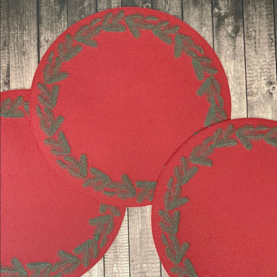 Bodrum Spruce Red and Green Round Easy Care Placemats Set of 4