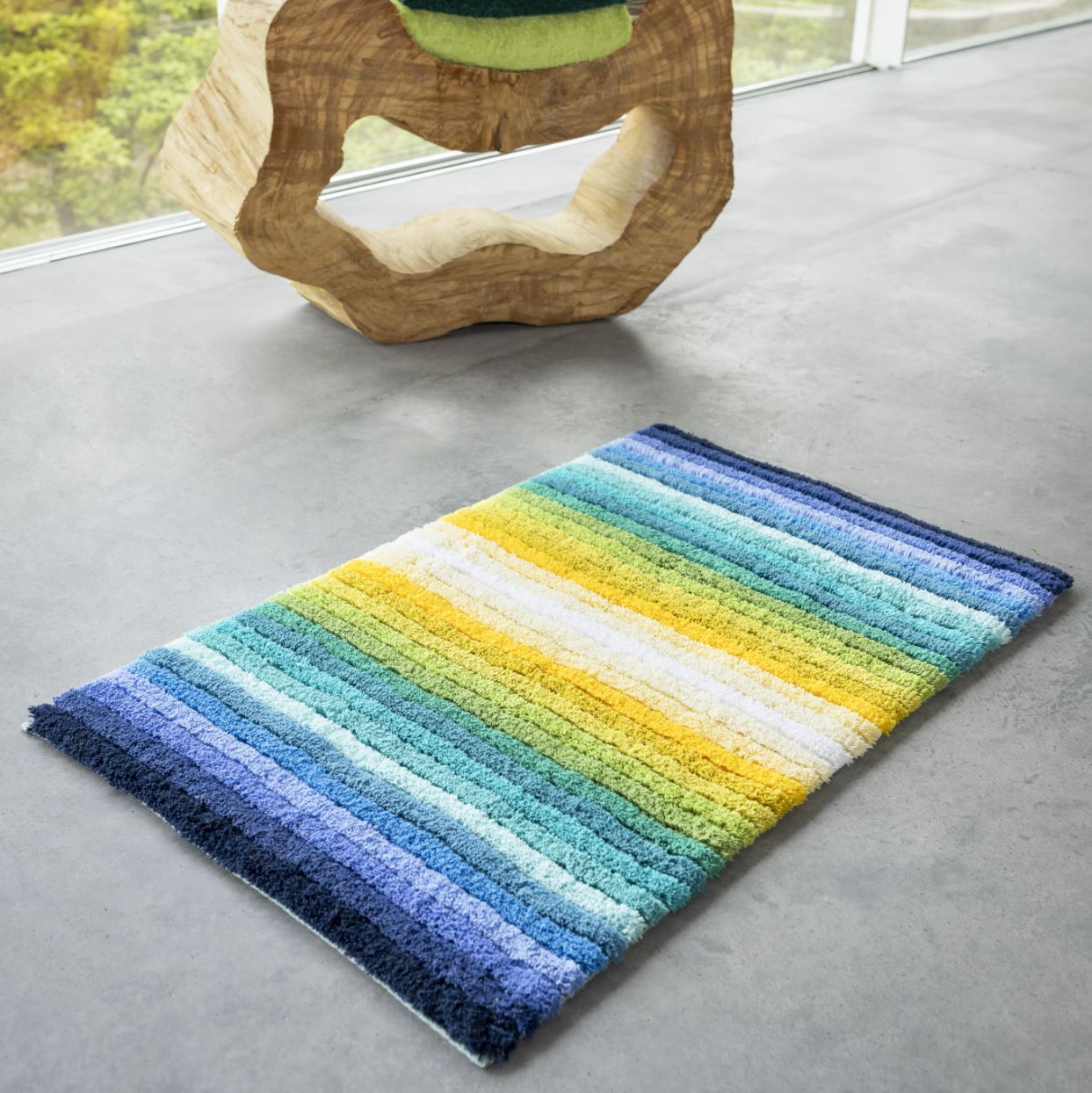 Santa Cruz Lagoon Bath Rug - Plush Multi-Color Stripes