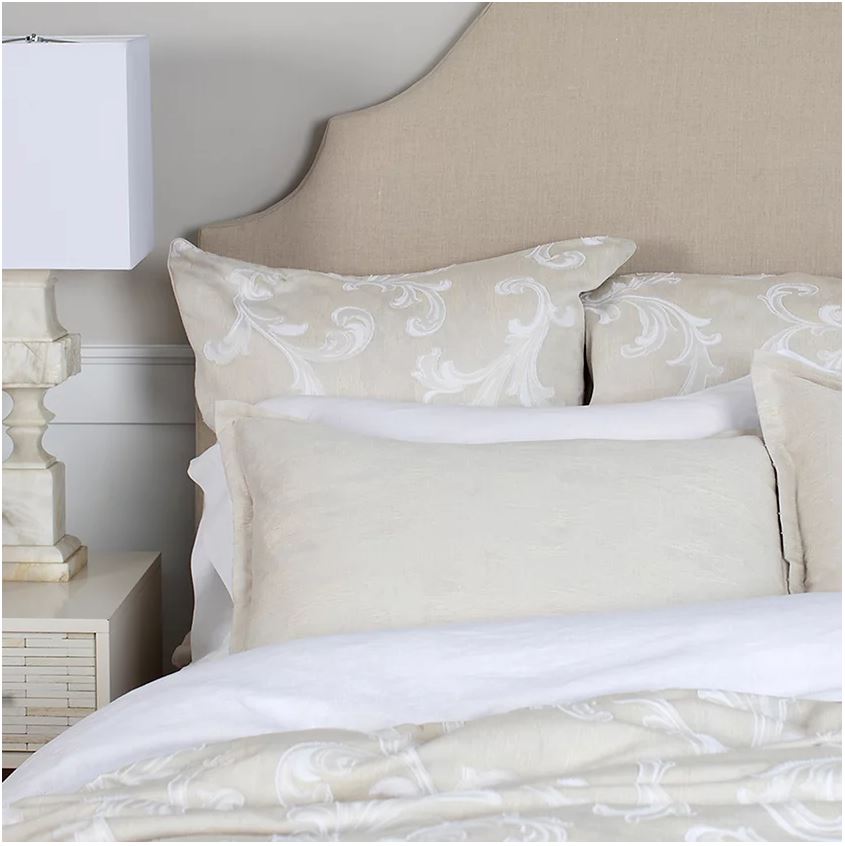 Neutral Tan and White Bedding. St Geneve Mia J Brulee Home