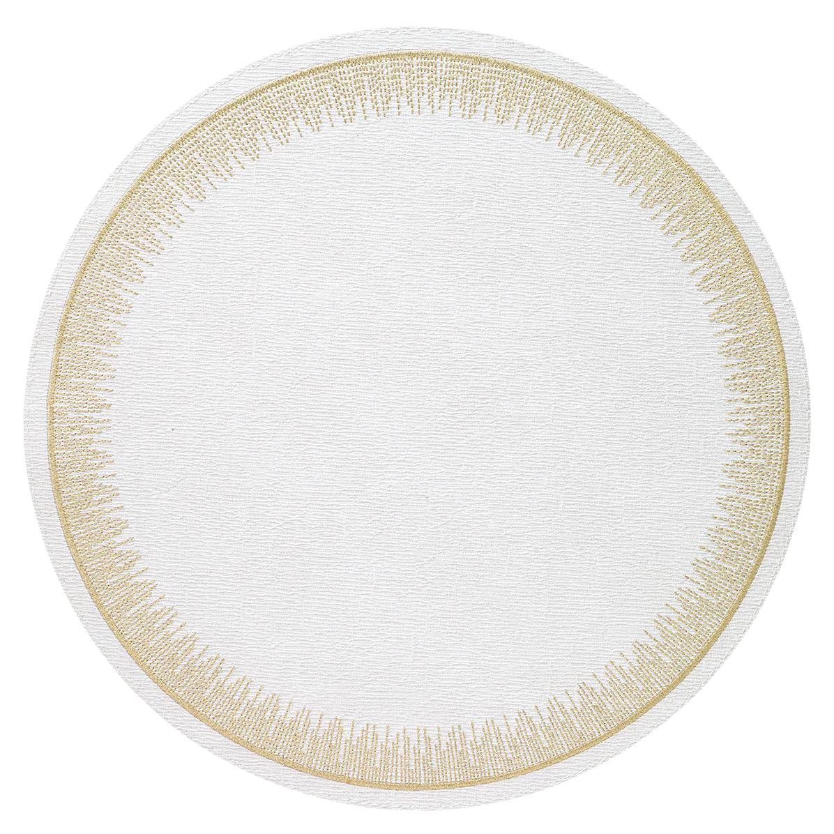 Bodrum Flare Gold Embroidered Round Easy Care Place Mats - Set of 4