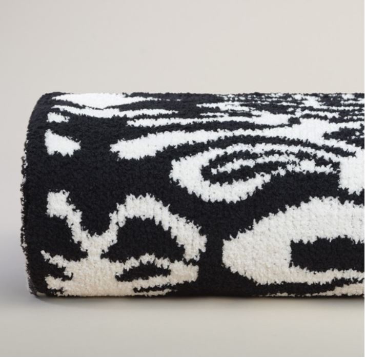 Kashwere Damask Black and Cream Throw Blanket J Brulee Home