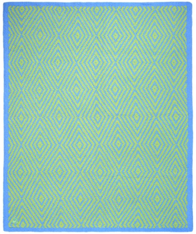 Kashwere Half Throw Blanket Diamond Green and Blue