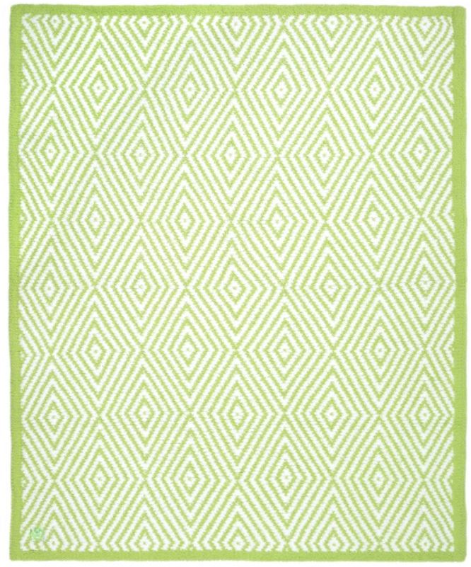 Kashwere Half Throw Blanket Diamond Green and White