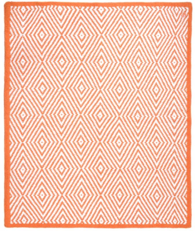 Kashwere Half Throw Blanket Diamond Orange and White