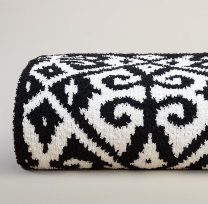 Black and Cream Throw Blanket Kashwere Diamond Damask J Brulee Home