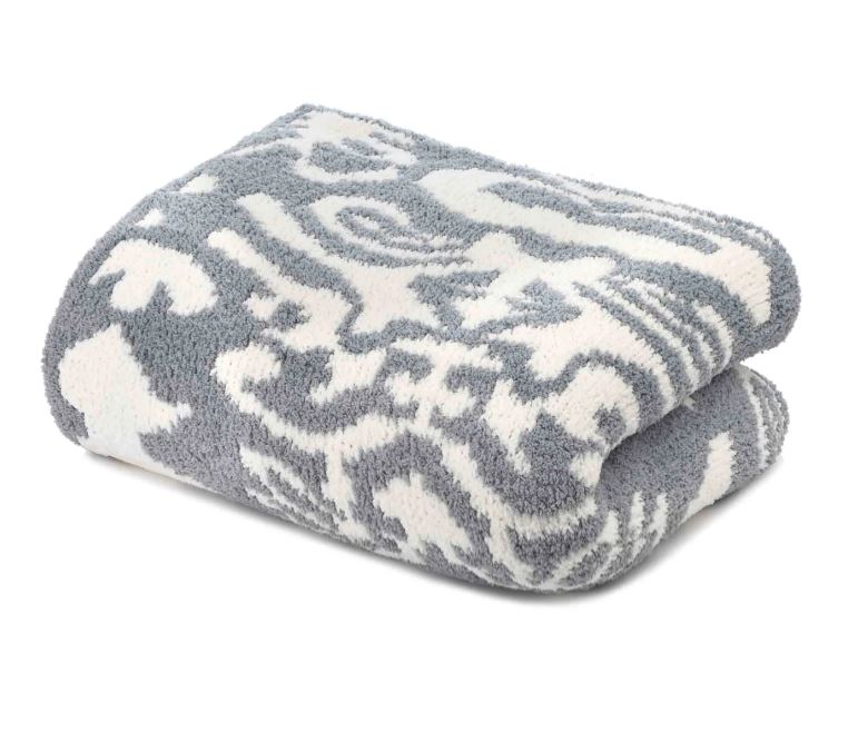 Kashwere Damask Maliblu Blue and Cream Throw Blanket J Brulee Home