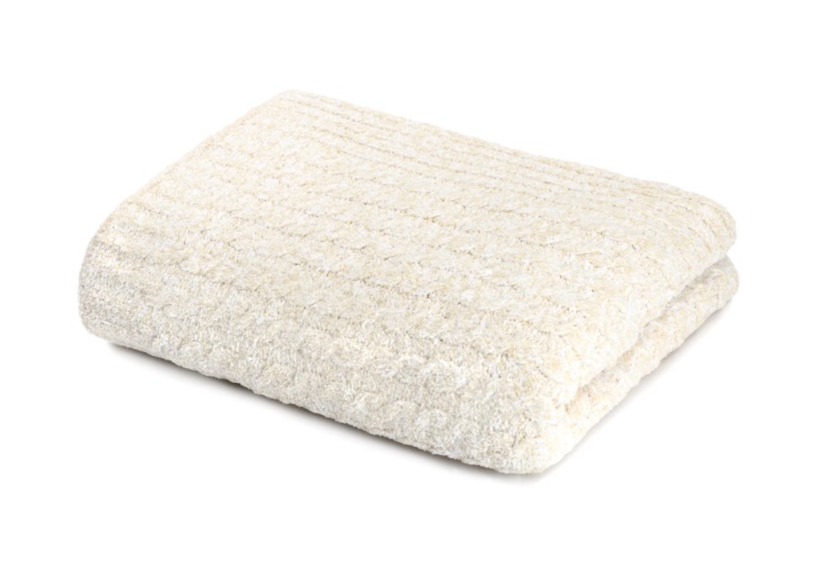 Kashwere Mini Cable Heather Throw Malt & White