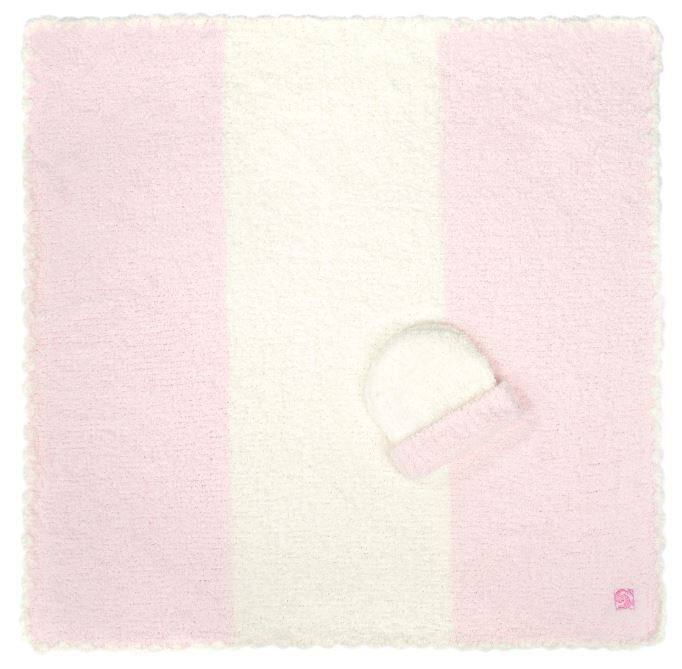 Kashwere Rugby Stripe Baby Blanket with Cap J Brulee