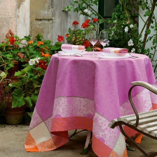 Le Jacquard Francais Victoria Cyclamen Pink Floral Table Linens