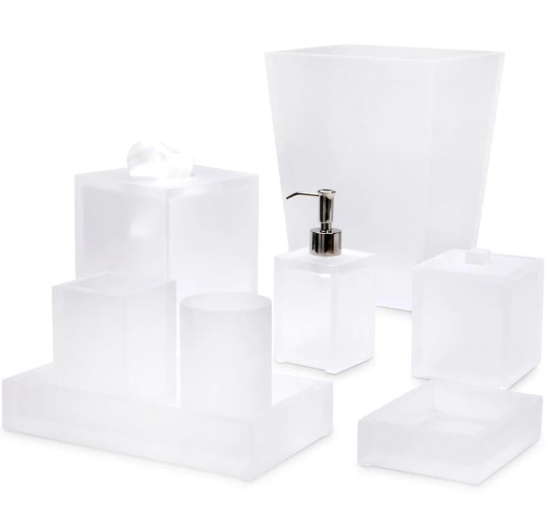 Mike + Ally Ice Frosted Snow Bath Furnishings Black Lucite