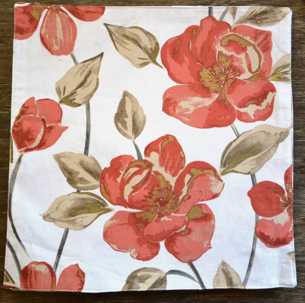 Nicole Miller Floral Square Cotton Placemats Coral & Gold