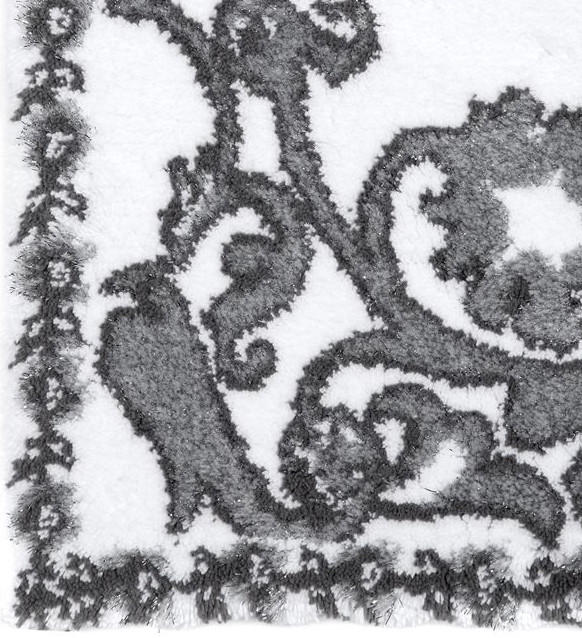 Abyss Perse Rug Abyss Habidecor Perse Platinum Bath Rugs. Silver and White scroll ...