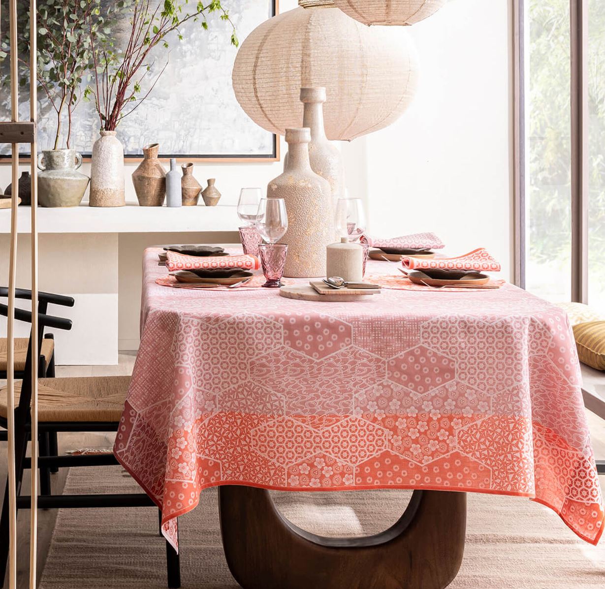 Wagara Pink Table Linens - French Elegance in Cotton