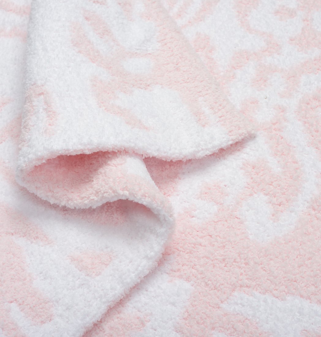 Kashwere Half Throw Blanket Damask Pink and White
