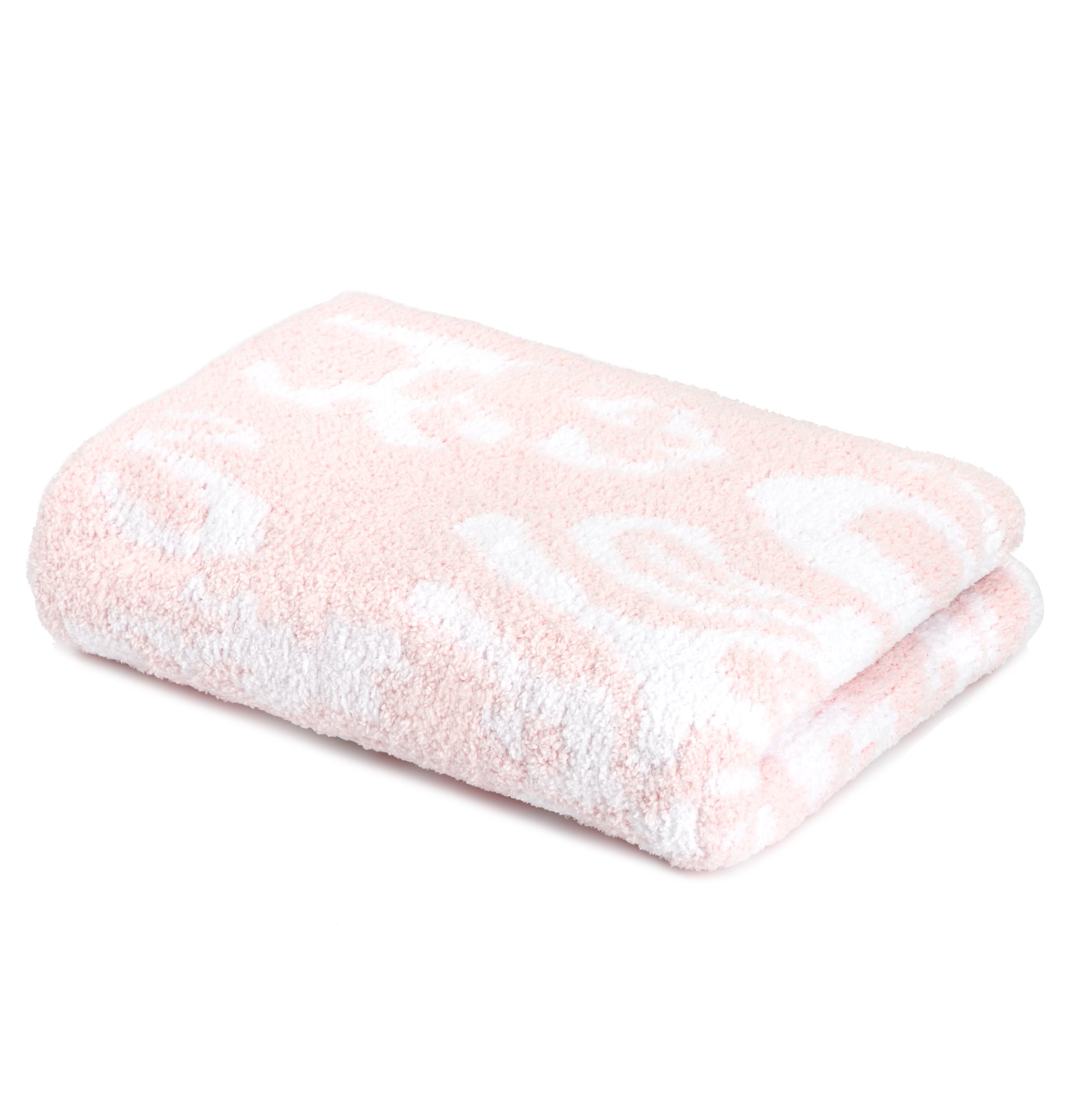 Kashwere Half Throw Blanket Damask Pink and White