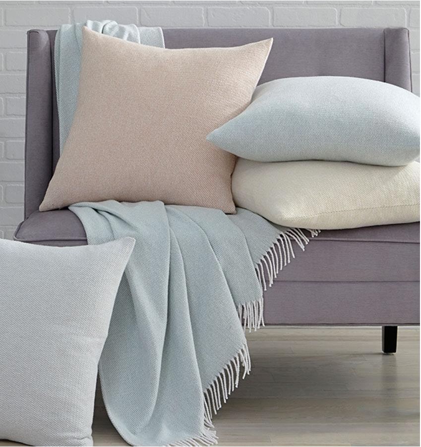 Soft Cotton Basketweave Throws & Pillows Sferra Terzo J Brulee Home