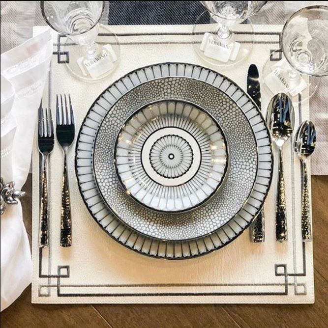 Bodrum Link Oatmeal White Square Easy Care Placemats Set of 4