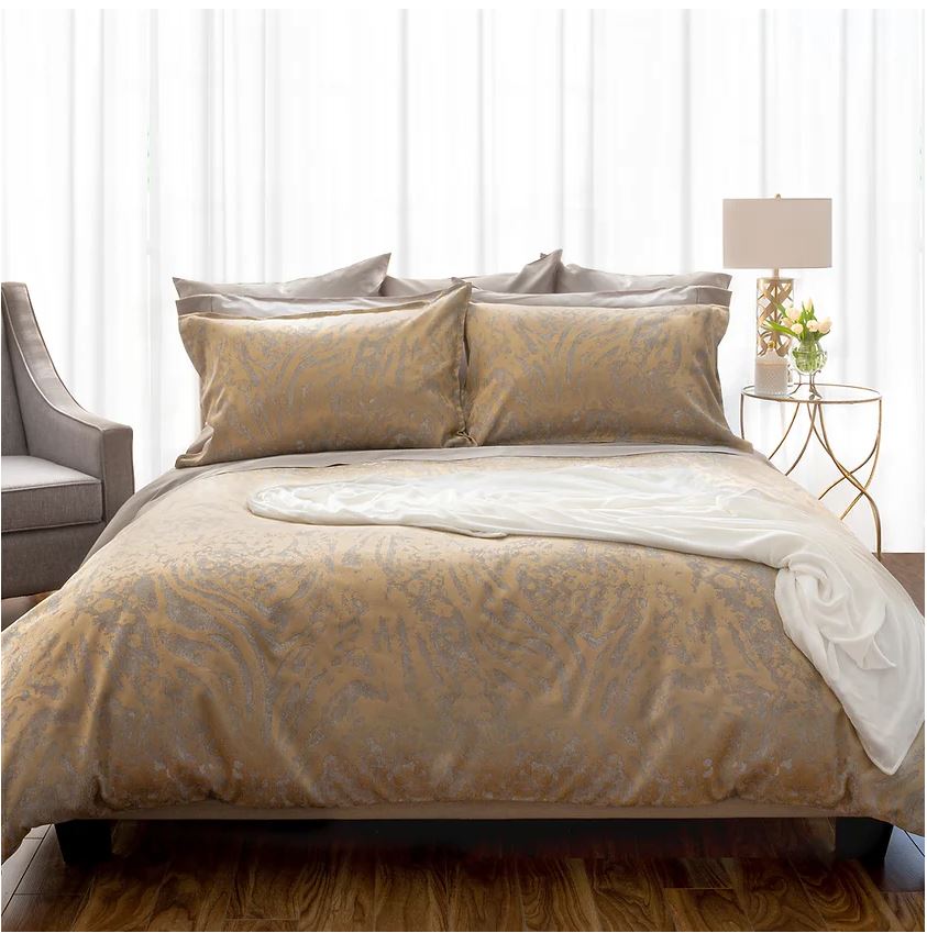 Gold Jacquard Bedding. St Geneve Contessa Gold J Brulee Home