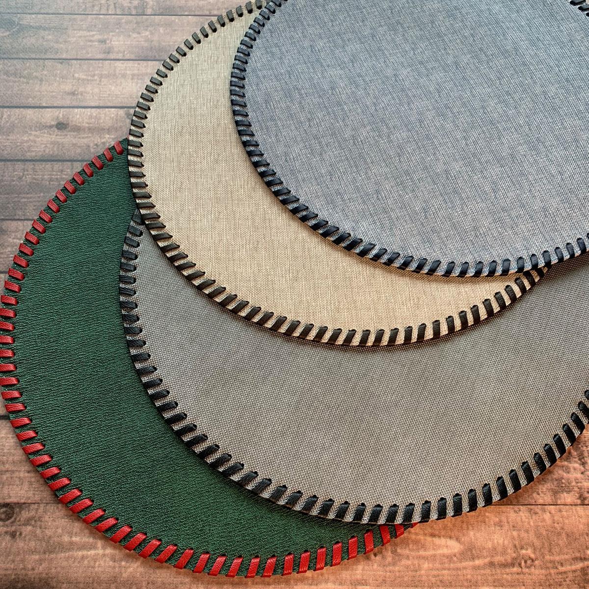 Bodrum Whipstitch Beige Round Easy Care Placemats Set of 4