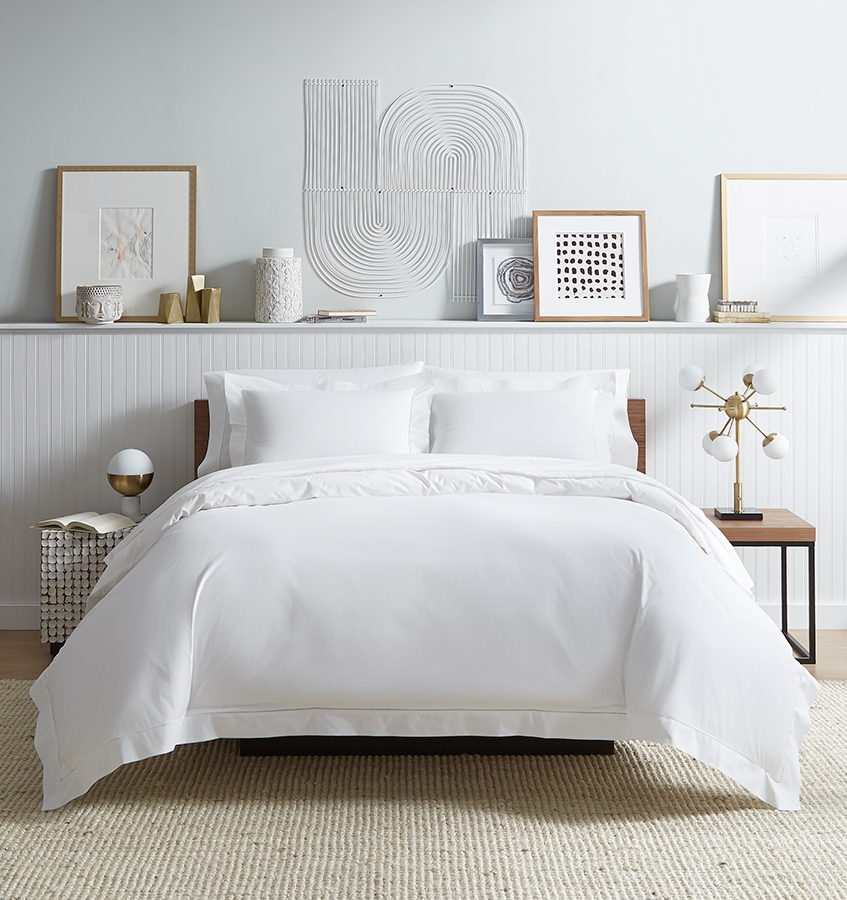 White Cotton Percale Sheets & Bedding Sferra Analisa