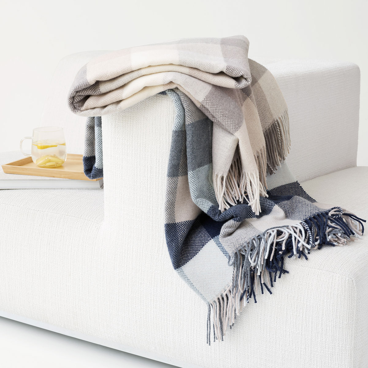 Wool & Cashmere Plaid Throw Schlossberg Anais Beige