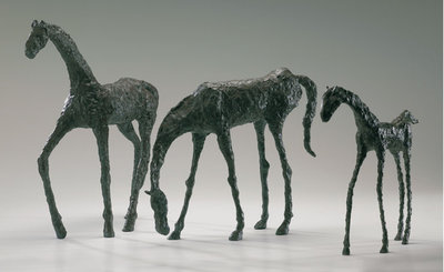 Horse Sculptures: Solid Brass with Bronze Finish