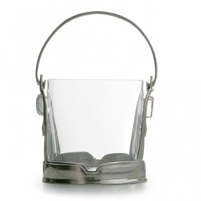 Crystal & Pewter Ice Bucket.  Arte Italica Taverna Ice Bucket w/ Handle
