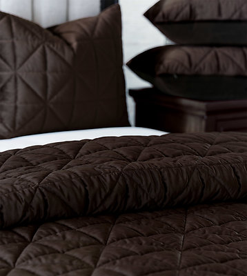 Cocoa Brown Quilted Velvet Coverlets & Shams De Medici Nova