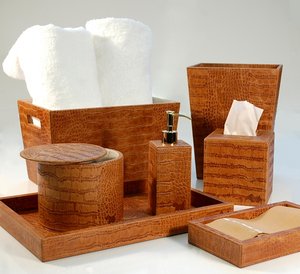 Leather Bath Accessories - Mike & Ally Verona. 3 Colors