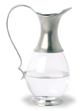 Glass & Pewter Pitcher.  Match Pewter item A595.0