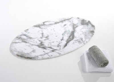 Abyss Habidecor Carare White & Grey Marble Look Bath Rugs