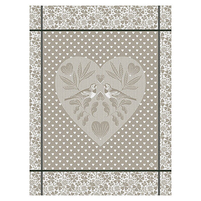 Le Jacquard Francais Amour Beige Cotton Tea Towel