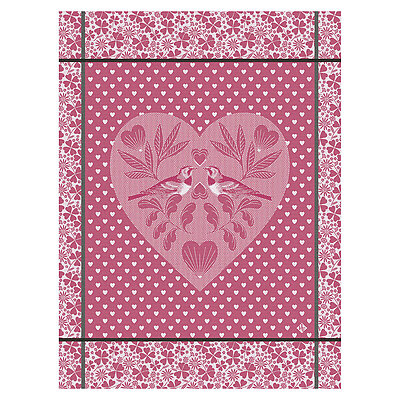 Le Jacquard Francais Amour Pink Cotton Tea Towel